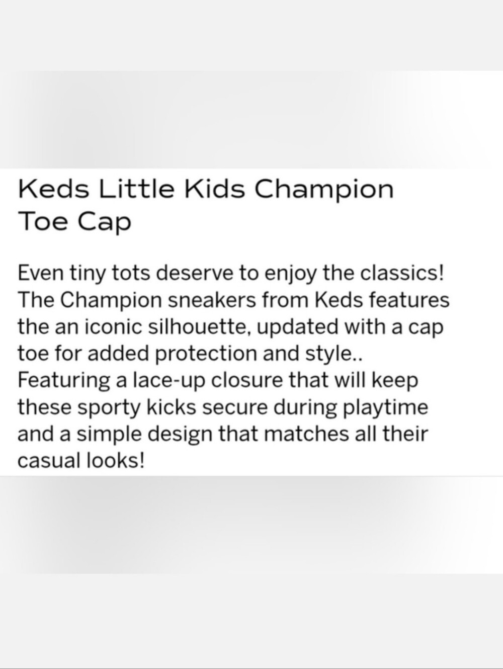 Keds little kids Champion Toe Cap white sneakers size 6 - Picture 8 of 9
